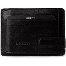 Deery Erkek Siyah Hakiki Deri Yatay Cüzdan - 00521MSYHZ02