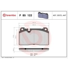 Brembo P85122 On Fren Balatasi 4H0698231 8R0698151B 8R0698151E