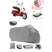 Coverall Peugeot Django 125 Arka Çanta Uyumlu (Gri) Motorsiket Brandası Motor Örtüsü Çadır Su Geçirmez Motosiklet Kılıfı Motor Brandası