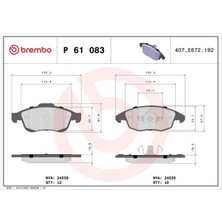 Brembo P61083 On Fren Balatasi 1611838580 1617272980 1623816280