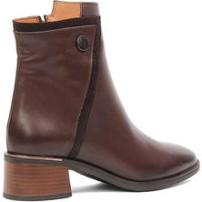 Celal Gültekin Kadın Kahverengi Fermuarlı Kalın Topuklu Deri Bot