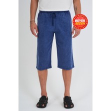 Dechers Erkek Büyük Beden %100 Pamuk Keten Görünümlü Kapri E203-13