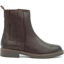 Tuna Hakiki Deri Fermuarlı Kadın Bot  Kauçuk Taban - B263401