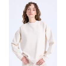 Jeep Bisiklet Yaka Baskılı Bej Kadın Sweatshırt J5WL-SWT7089