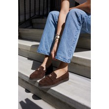 Angelina Jones Lugo Kadın Kahve Gercek Suet Loafer Ayakkabi