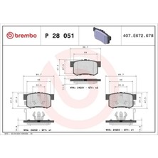 Brembo P28051 Arka Fren Balatasi 06430S0KJ01 06430S0NJ00 06430S2XJ00
