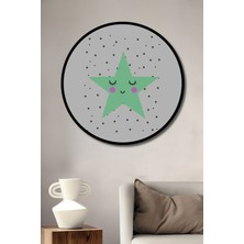 Teona Ahşap Dekoratif Ahşap Yuvarlak Çerçeve Görünümlü Tablo Uyuyan Yıldız