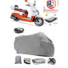 Coverall Arora Malibu Pro Arka Çanta Uyumlu (Gri) Motorsiket Brandası Motor Örtüsü Çadır Su Geçirmez Motosiklet Kılıfı Motor Brandası