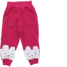 Paça Wefsoft Kedi Nakışlı Üç Iplik Şardonlu Eşofman Alt - Fuşya - 1 - 2  Yaş Fuşya