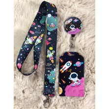 Hediyebum Renkli Uzay Boyun Askısı Yoyo ve Kartlık Set