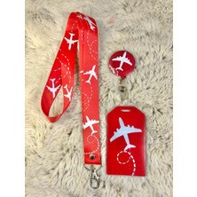 Hediyebum Uçak Temalı Boyun Askı Ipi Yoyo ve Kartlık Set