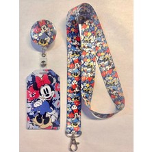Hediyebum Çiçekli Minnie Boyun Askısı Yoyo ve Dik Kartlık Set