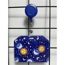 Hediyebum Lacivert Güneş Ay Desen Yaka Kart Kılıfı Yoyo Set