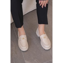 Stilbagshoes Herminia Ithal Toka Detaylı Leofer Kadın Günlük Ayakkabı Bej