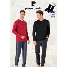 Pierre Cardin Erkek %100 Pamuk Uzun Kollu Lisanslı Bordo & Siyah Iki Adet Pijama Takımı L1.PC.6095.002