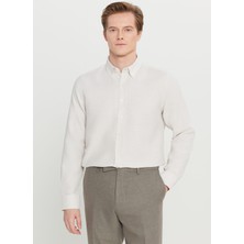 Altınyıldız Classics Tailored Fit Düğmeli Yaka Bej Erkek Gömlek ACE020261601_BEJ