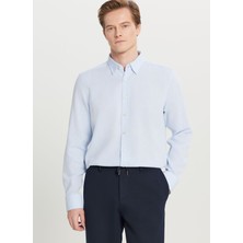 Altınyıldız Classics Tailored Fit Düğmeli Yaka Açık Mavi Erkek Gömlek ACE020261604_AMV