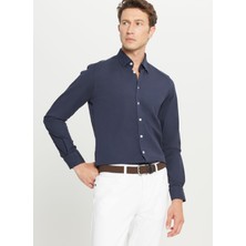 Altınyıldız Classics Comfort Fit Düğmeli Yaka Lacivert Erkek Gömlek ACE020261370_LAC