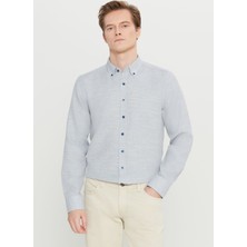 Altınyıldız Classics Tailored Fit Düğmeli Yaka Lacivert Erkek Gömlek ACE020261601_LAC