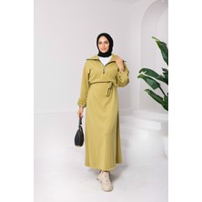 Onlymoon Kadın Scuba Elbise ◆ Kuşaklı Oversize Rahat Kalıp ◆ Günlük Rahat Kombin Için Modern ve Zarif