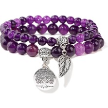 Valkyrie Doğal Ametist Taşlı Çift Kat Bileklik  El Yapımıenerji ve Denge Taşı