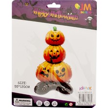Party Country Halloween Folyo Balon -Üst Üste Balkabakları- Ölçü: 55 x 120 cm