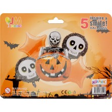 Party Country Halloween Folyo Balon Seti Yıldız: 45 cm X2 Kuru Kafalar: 45 cm X2 Balkabağı Iskelet: 54X85 cm