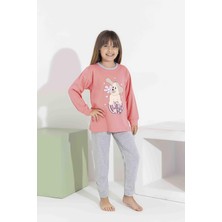 Rapapa Kız Çocuk Pamuklu  Uzun Kollu Köpek Baskılı Pijama  8408P
