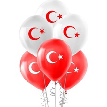 Party Country Pastel Balon Baskılı 5li -Ay Yıldız Baskılı-