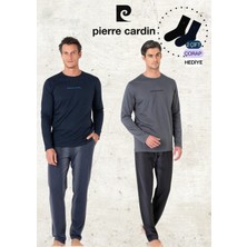 Pierre Cardin Erkek %100 Pamuk Uzun Kollu Lisanslı Koyu Gri & Lacivert Iki Adet Pijama Takımı L1.PC.6095.002