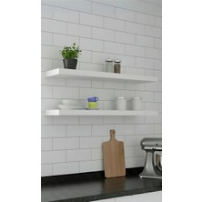 Freehome Premium Mdf Ürün 2'li Set 50X15 cm Gizli Montaj Modern Kitaplık Mutfak Banyo Salon Rafı