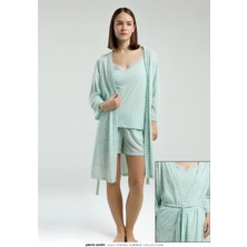 Pierre Cardin Kadın Ev Giyim Askılı & Şort & Sabahlık 3 Parça Kutulu Pijama Takımı L1.PC.004.102.K12