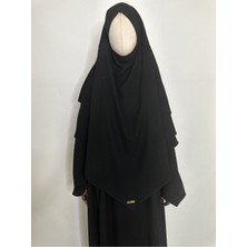 Erasra Class Sufle Hazır Esarp, Iki Kat, Medine Ipegi ( Hac ve Umre Için Uygundur ) Khimar Hijap Siyah