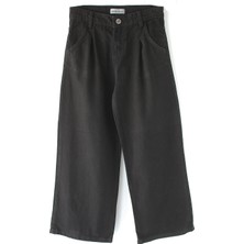 DobaKids Kız Çocuk Bol Paça Baggy Fit Pantolon Siyah Renk Wide Leg Kot Kız Pantolon