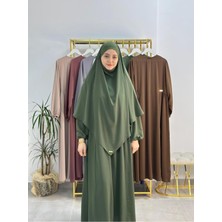 Erasra Class Ferace & Abaya Sufle Takım ,yandan Robalı Elbise .hac ve Umre Için Uygundur Yeşil Renk