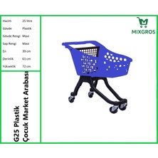 G25 Plastik Çocuk Market Alışveriş Arabası 25 Litre Mavi