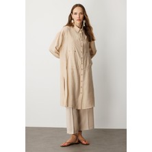 Accort Cep Detay Modal Uzun Tunik-Taş