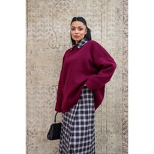 Küçüğüm Butik Bordo Salaş Triko Kazak