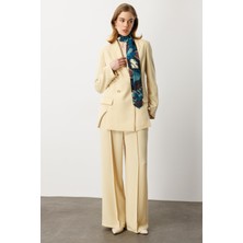 Accort Fular Detaylı Kruvaze Ceket-Sarı