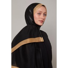 Lêvi D'or Siyah - Gold Şerit Desen Kehribar Şal