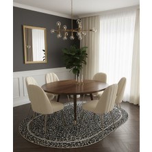 Brillant Leopar Desenli Oval Lateks Deri Halı