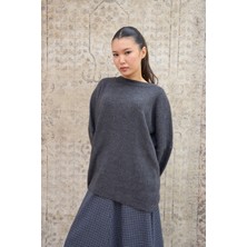 Küçüğüm Butik Gri Salaş Triko Kazak