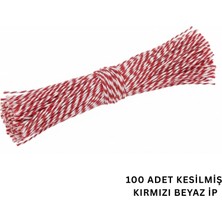Roco Paper Co. Kesilmiş Kırmızı Beyaz Ip Seti, 100LÜ-35 Cm, Hediye Paketleme & Süsleme Ipi, Etiket ve Ambalaj Ipi