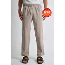 Dechers Erkek Büyük Beden %100 Pamuk Keten Görünümlü Pantolon E206-54