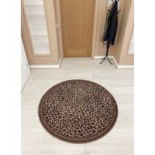 Brillant Leopar Desenli Yuvarlak Lateks Deri Halı