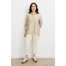 Accort Büyük Beden Eskitme Desen Gömlek-Taş