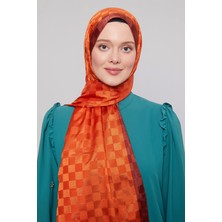 Lêvi D'or Turuncu Dama Desen Monogram Şal