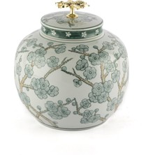 Mikasa Moor Yeşil Bahar Dalı Kapaklı Küp Vazo 21X21CM