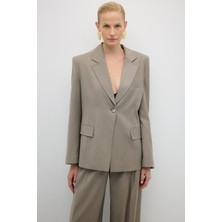 ROMAN Tek Düğmeli Erkek Yaka Yün Karışımlı Ceket Kum Beji k2616027_267