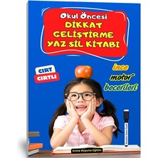 Enine Boyuna Eğitim Okul Öncesi Dikkat Geliştirme ve Ince Motor Becerileri Yaz-Sil Kitabı (Cırt Cırtlı)